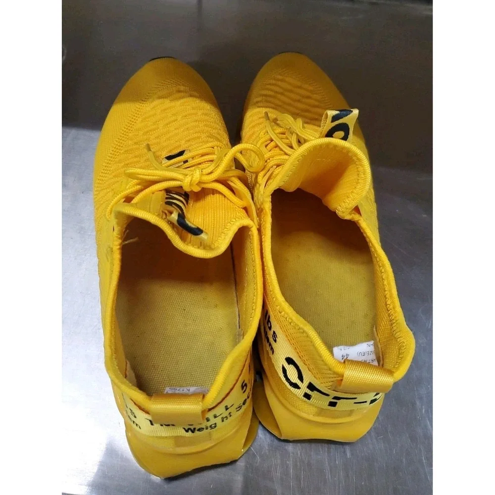 Yellow Men's Running Shoes Blade Non Slip Fashion Sneakers Mesh Soft US 11 EU 44